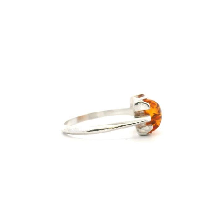 Estate Sterling Silver Amber Ring