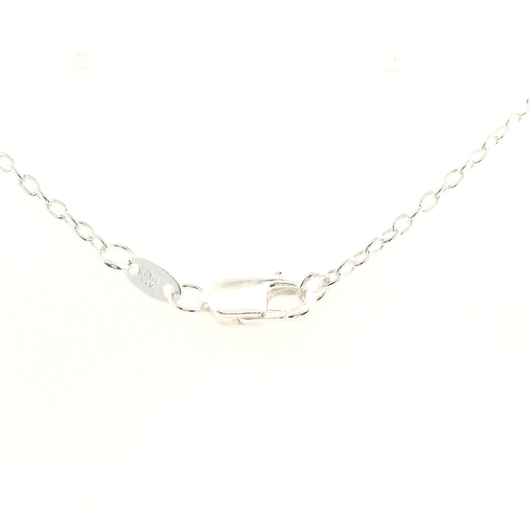 Estate Sterling Silver 0.38CTW Emerald & Diamond Vintage Pendant Necklace