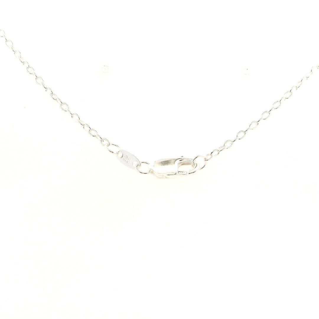 Estate Sterling Silver Oval Emerald & Diamond Pendant Necklace, 16-20"