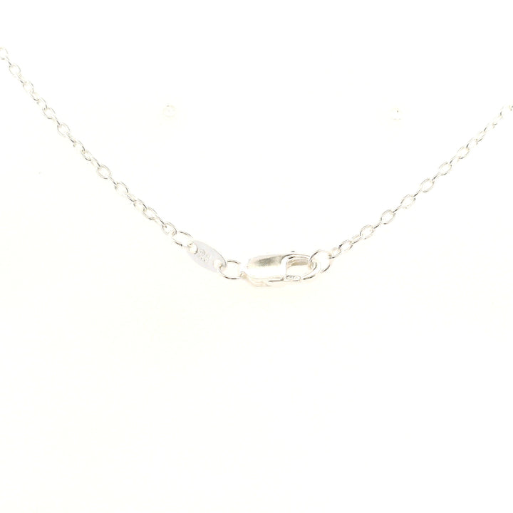 Estate Sterling Silver Oval Emerald & Diamond Pendant Necklace, 16-20"