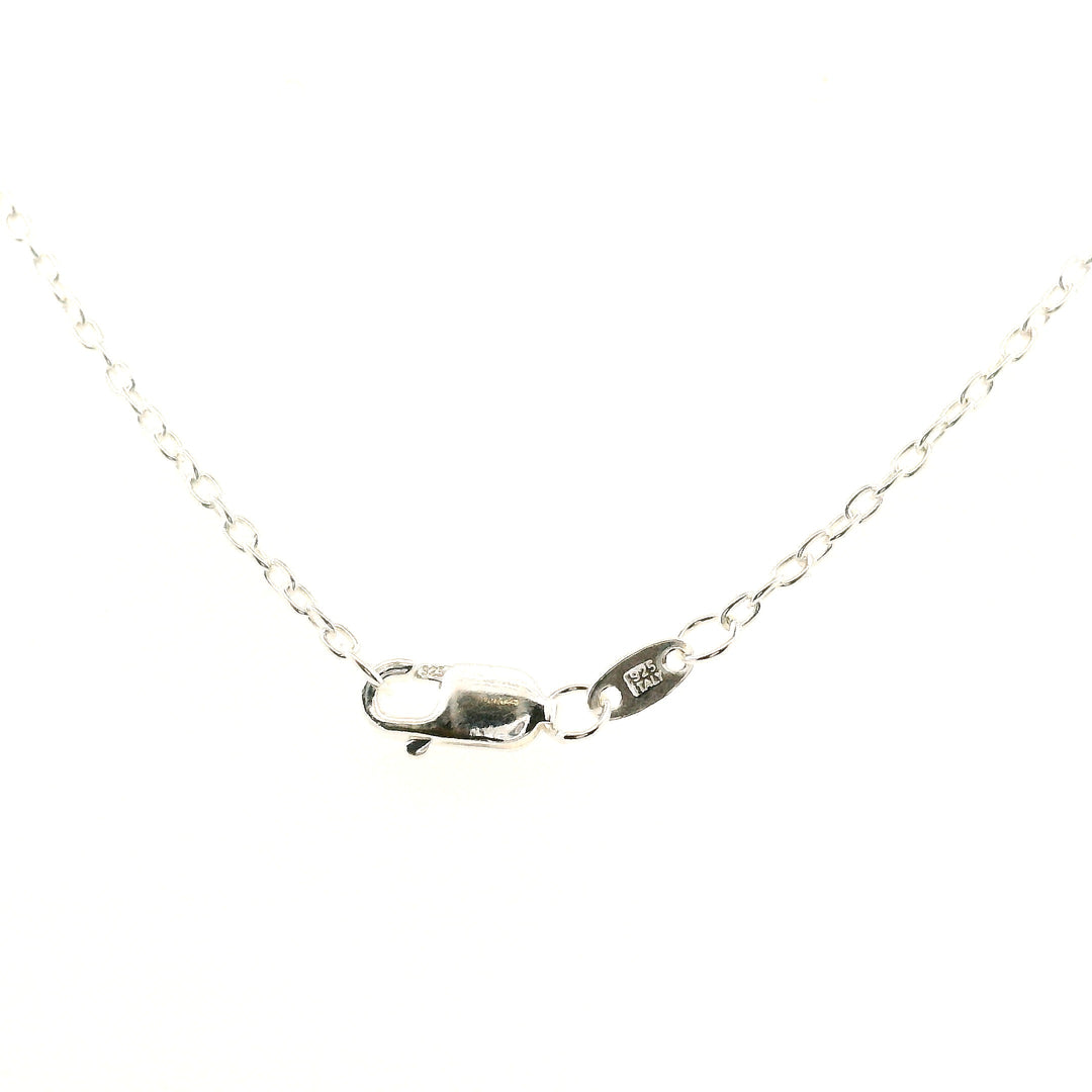 Estate Sterling Silver 0.50CTW Emerald & Diamond Vintage Pendant Necklace