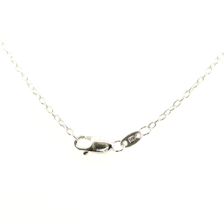 Estate Sterling Silver 0.50CTW Emerald & Diamond Vintage Pendant Necklace