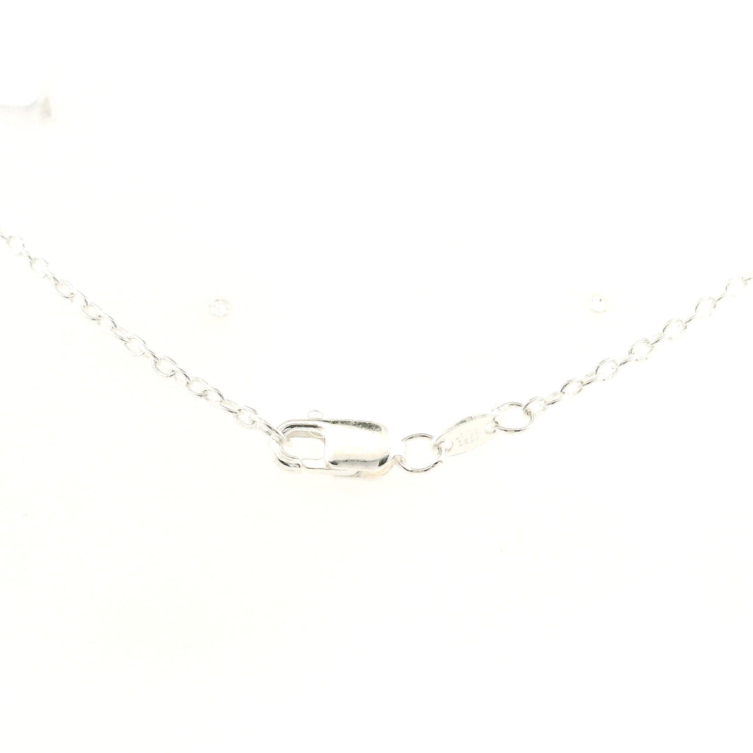 Estate Sterling Silver 0.31CTW Emerald & Diamond Vintage Pendant Necklace