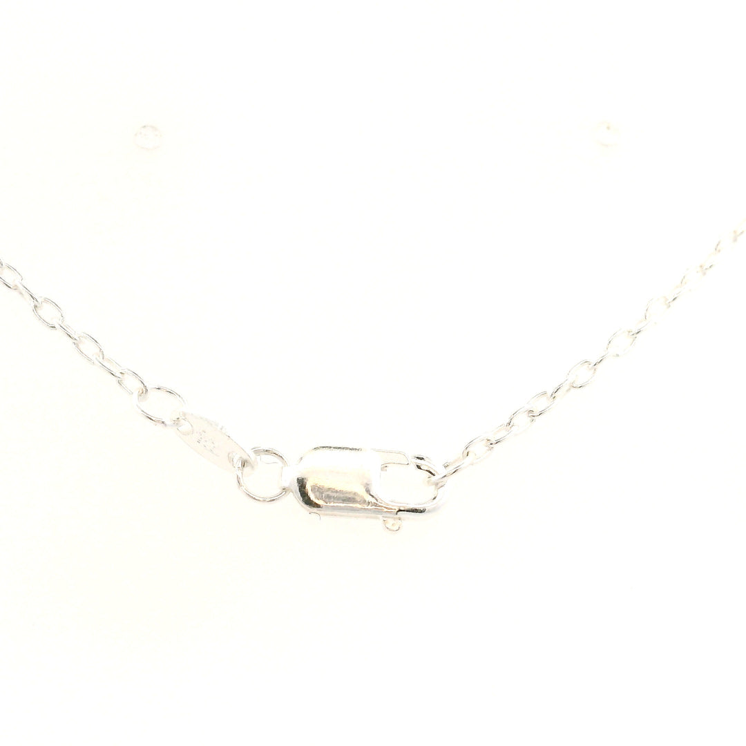 Estate Sterling Silver 0.51CTW Emerald & Diamond Vintage Pendant Necklace