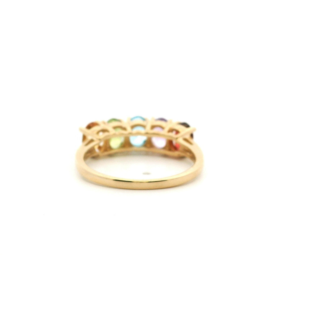 14K Yellow Gold 2.59 CTW Oval Multi-Stone Five-Stone Band Ring, Size 8