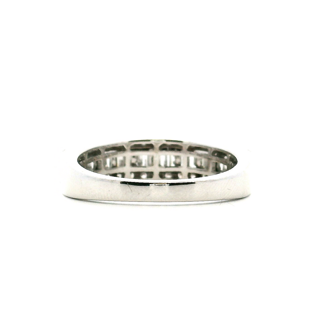 14K White Gold 0.92CTW Baguette & Round Diamond Multi Row Band