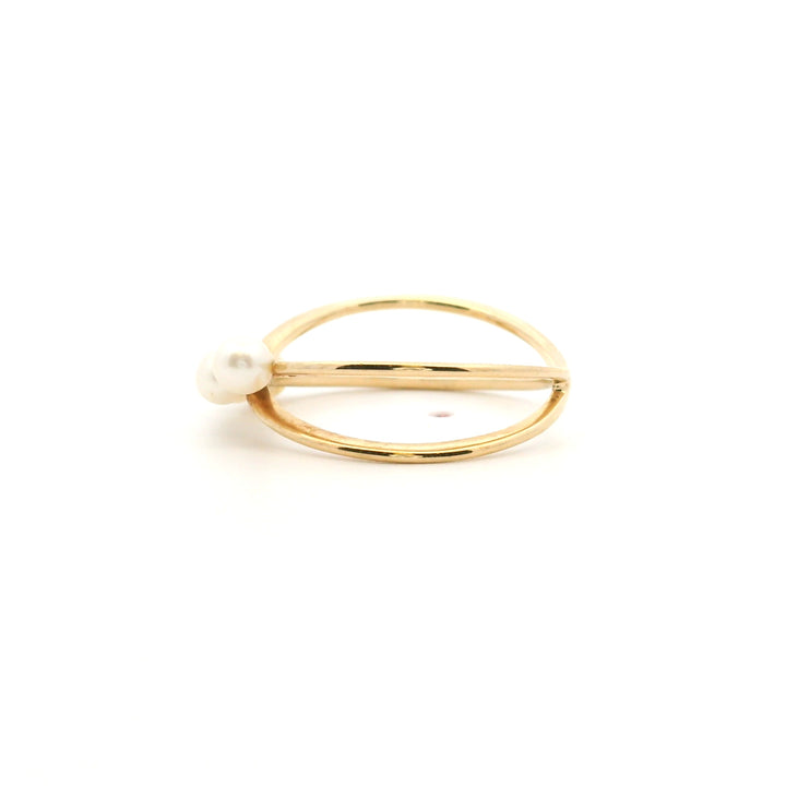 Effy 14K Yellow Gold Cultured Pearl Cross Over Ring, Size 7
