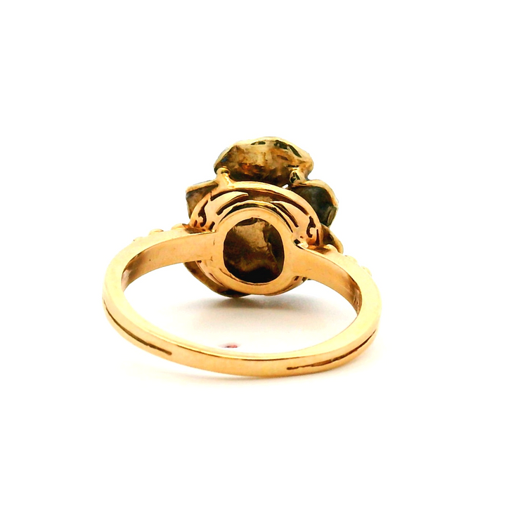 Estate 14K Yellow Gold Diamond Painted Pansy Ring