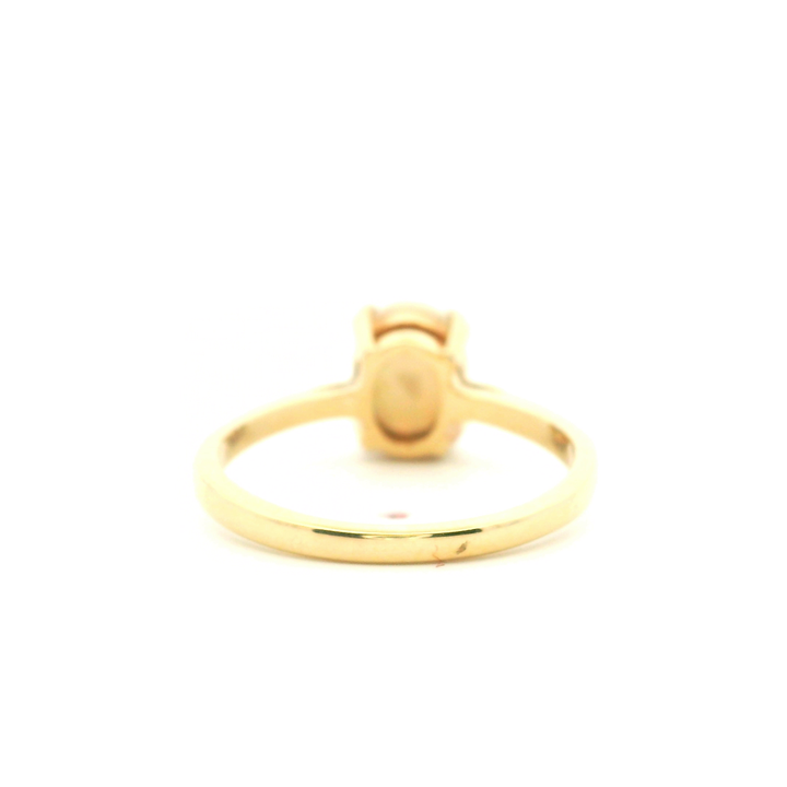 Estate 10K Yellow Gold Oval Opal Solitaire Ring