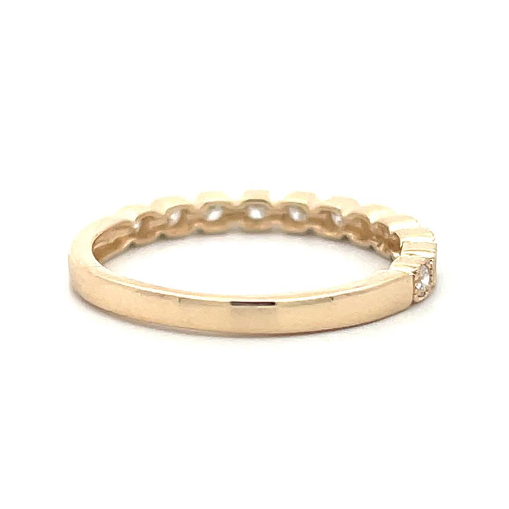 14K Yellow Gold Round Diamond Milgrain Wedding Band - 0.19 TCW