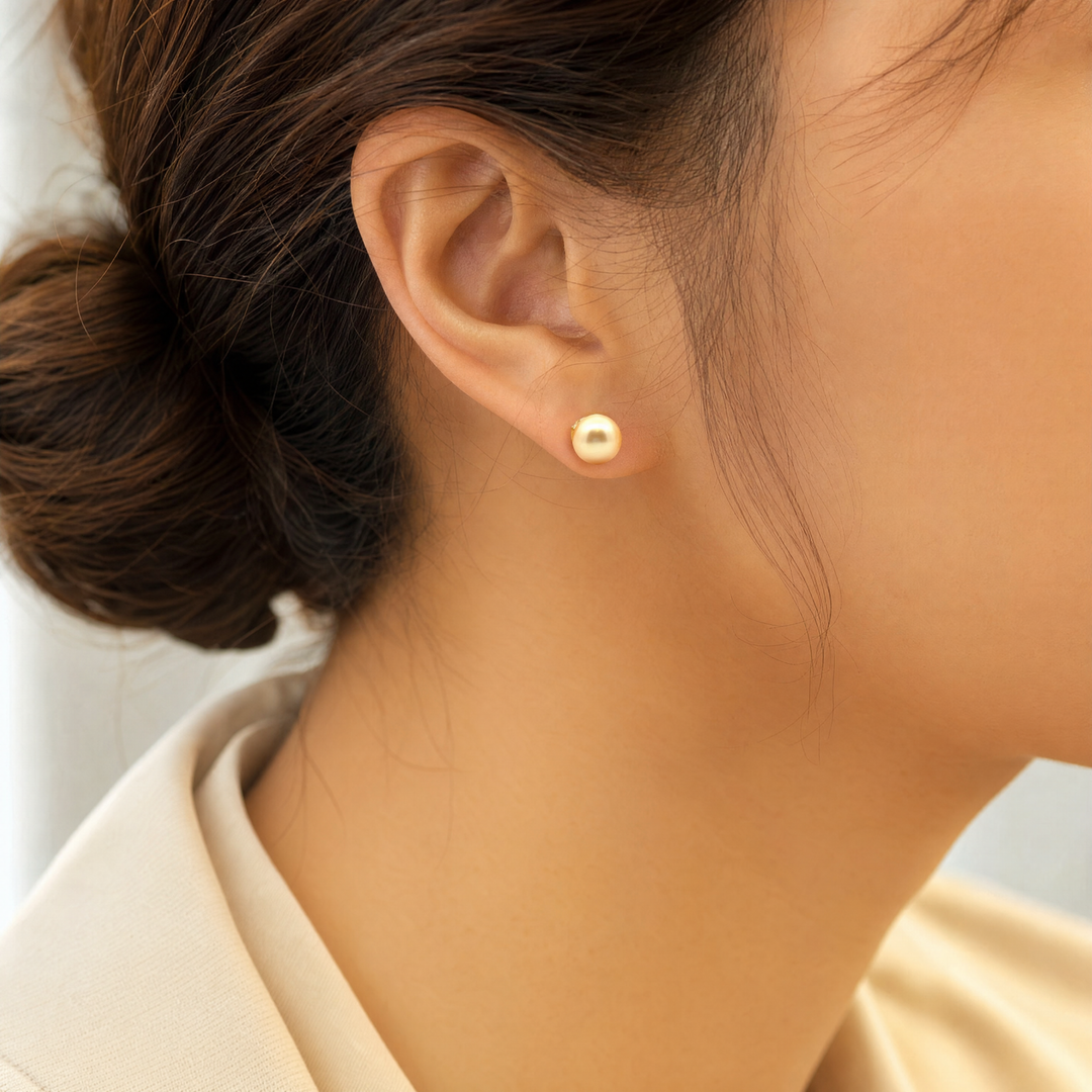 Estate Mikimoto 18K Yellow Gold South Sea Pearl Stud Earrings