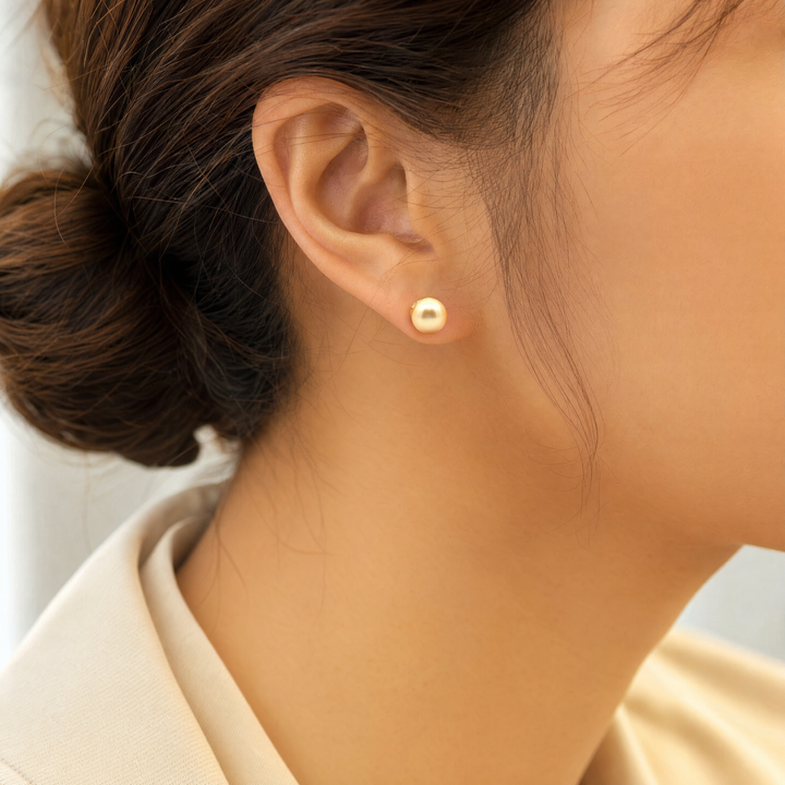 Estate Mikimoto 18K Yellow Gold South Sea Pearl Stud Earrings