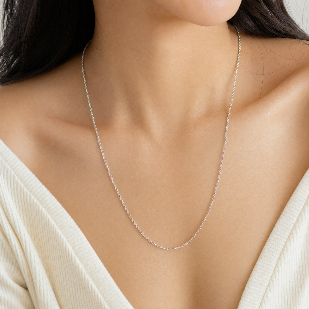 Estate Sterling Silver 1.95MM Rope Chain Necklace