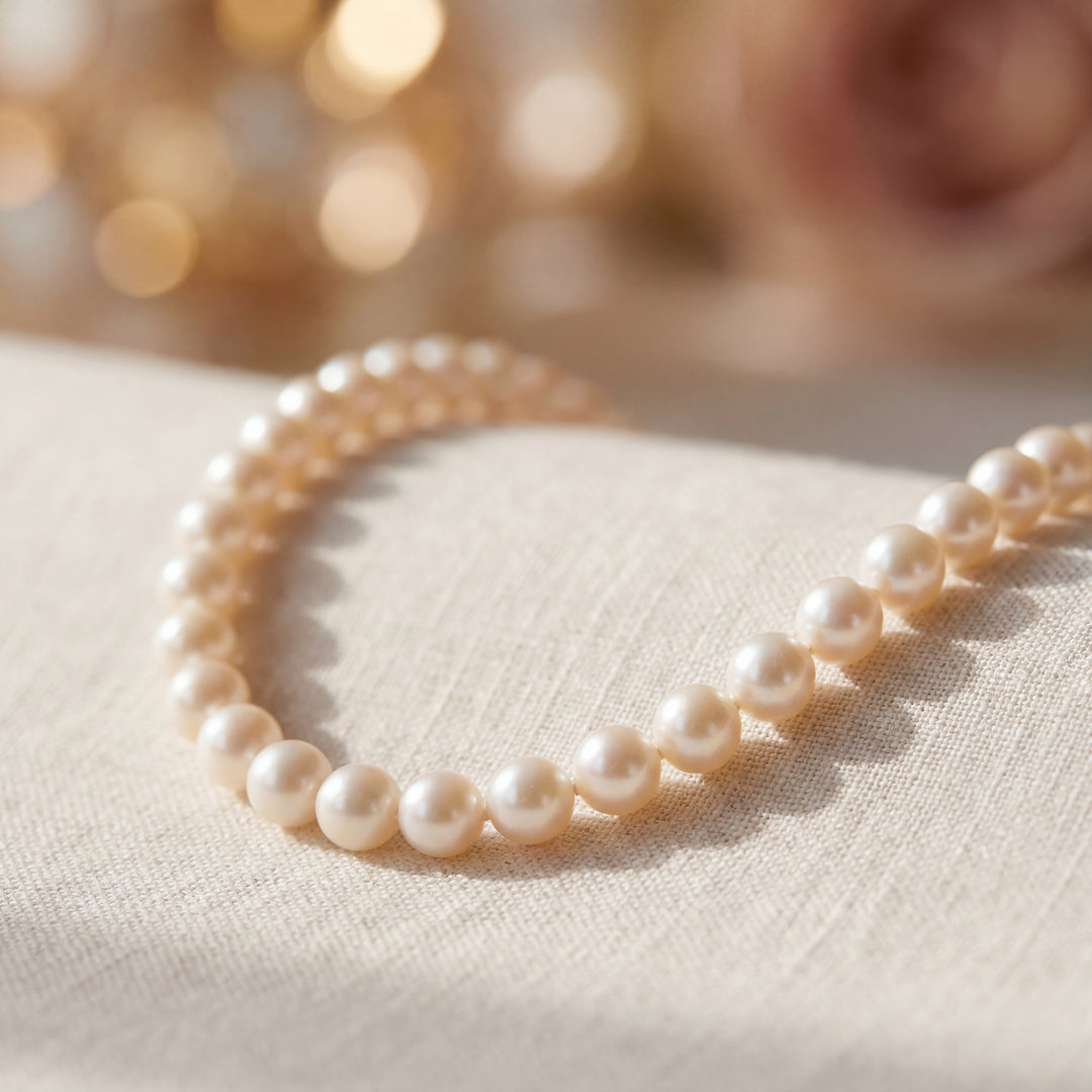 Estate 14K White Gold 7-7.2MM Freshwater Pearl Strand Necklace