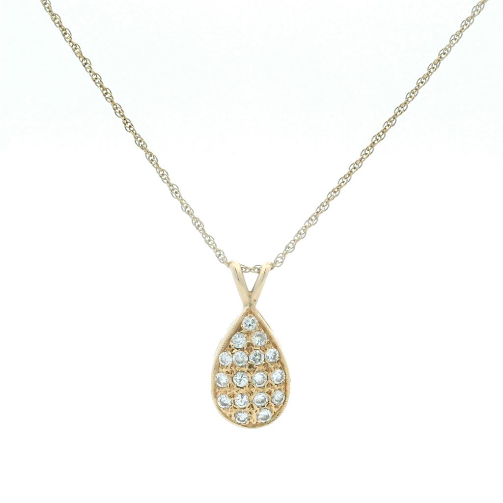 Estate 14K Yellow Gold 0.39ctw Round Diamond Cluster Necklace