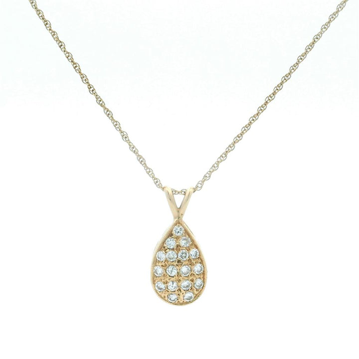 Estate 14K Yellow Gold 0.39ctw Round Diamond Cluster Necklace