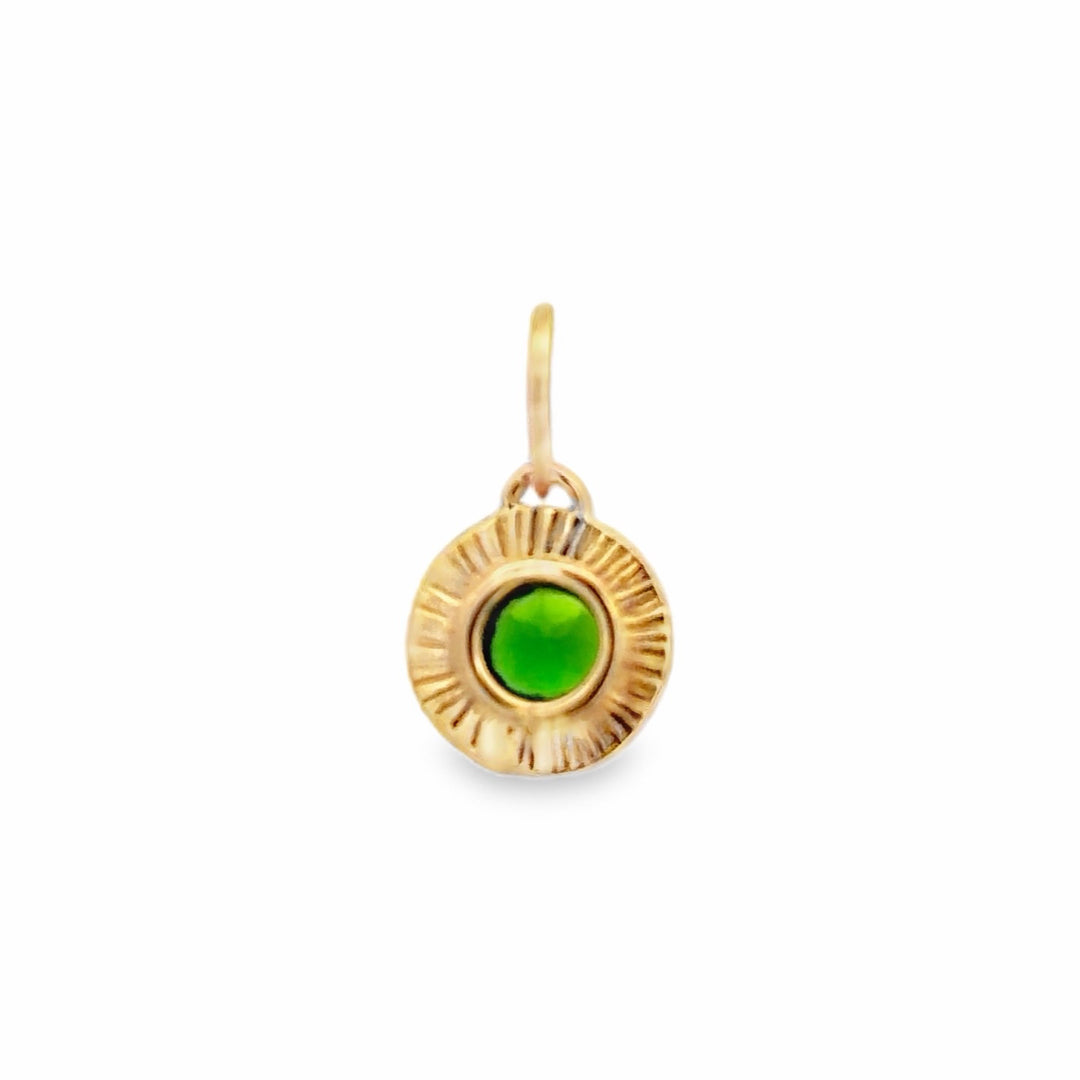 Estate 14K Yellow Gold 4MM Chrome Diopside Solitaire Pendant