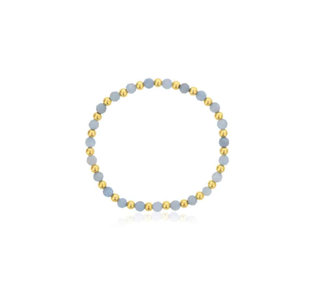 Dee Berkley Gold-Filled Alternating Beaded Bracelet with Aquamarine