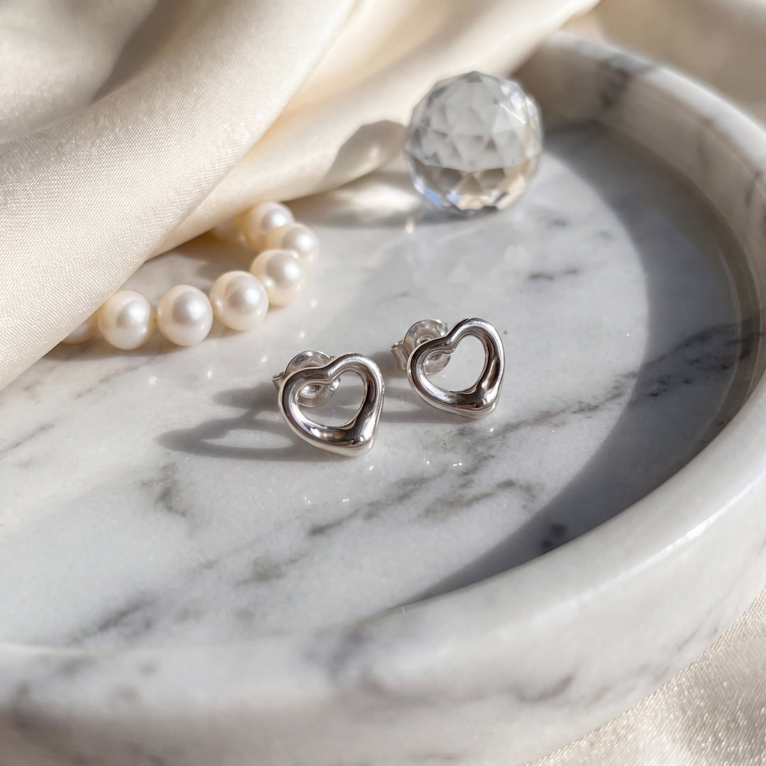 Estate Sterling Silver Elsa Peretti for Tiffany & Co. Heart Studs