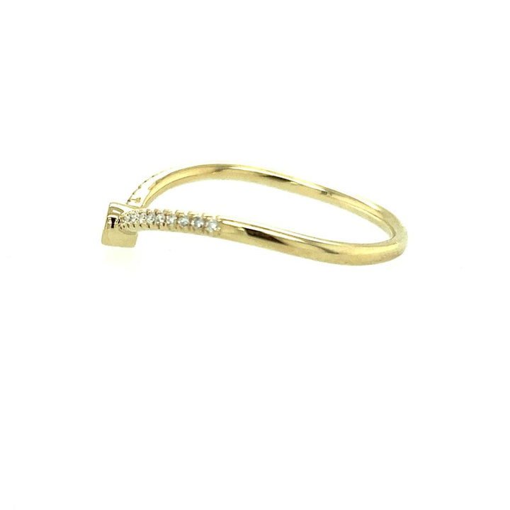 14K Yellow Gold 0.09ctw Round Diamond Chevron Ring by Shy Creation