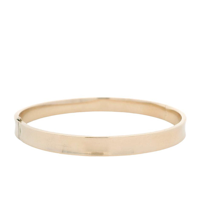 Estate 14K Yellow Gold Hollow Hinged Bangle - Classic Band Design