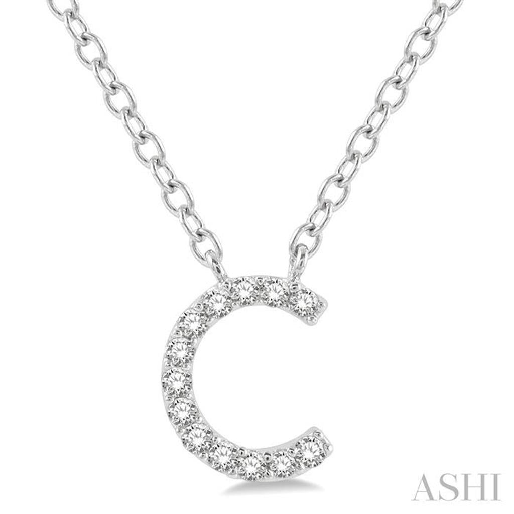 10K White Gold 0.05ctw Diamond Letter "C" Necklace