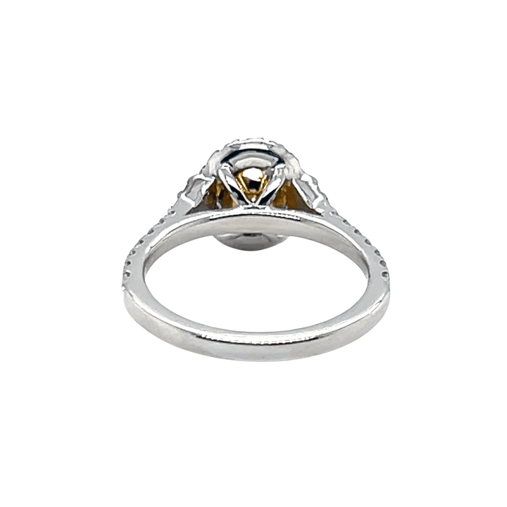 14K White Gold 1.50CTW Oval Fancy Yellow Diamond Halo Engagement Ring