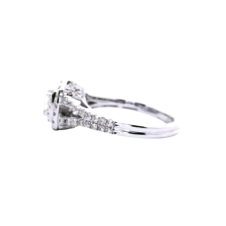 14K White Gold 1.00CTW Princess-Cut Diamond Double Halo Engagement Ring