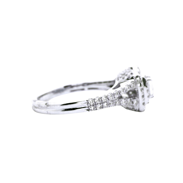 14K White Gold 1.00CTW Princess-Cut Diamond Double Halo Engagement Ring