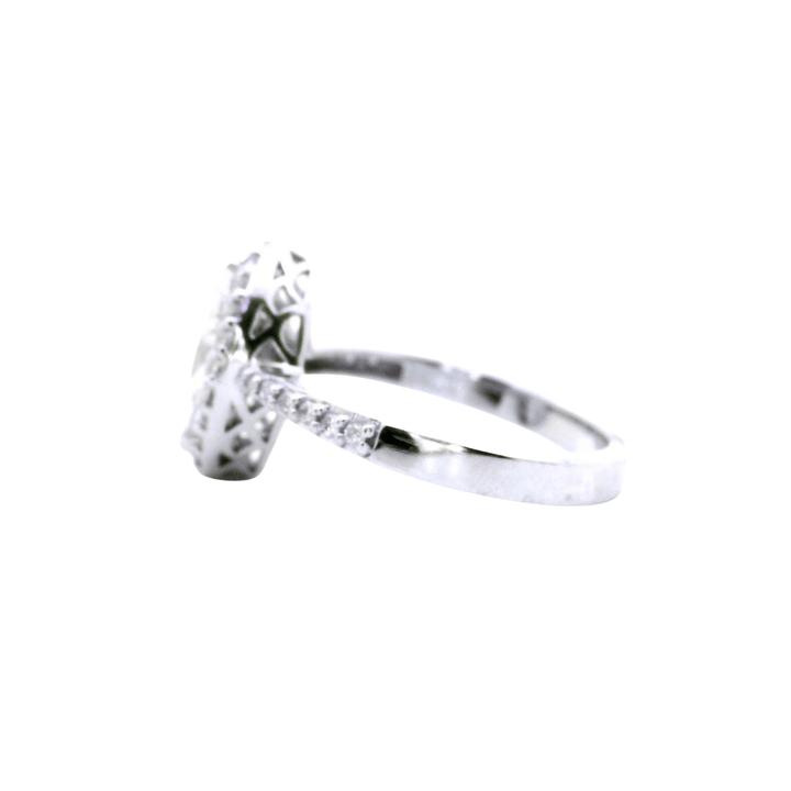 14K White Gold 1.25CTW Marquise Diamond Halo Engagement Ring