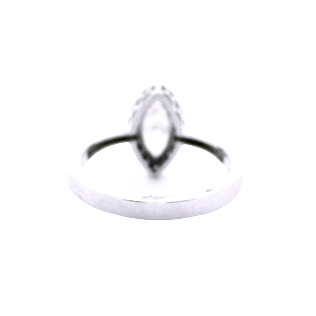 14K White Gold 1.25CTW Marquise Diamond Halo Engagement Ring