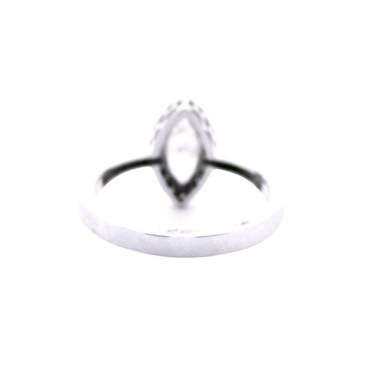 14K White Gold 1.25CTW Marquise Diamond Halo Engagement Ring