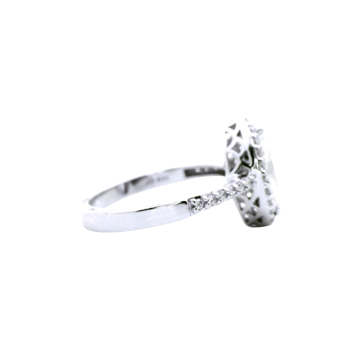 14K White Gold 1.25CTW Marquise Diamond Halo Engagement Ring