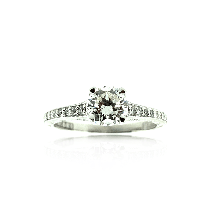 Estate 18K White Gold 0.95ctw Round Diamond Classic Engagement Ring by Tacori