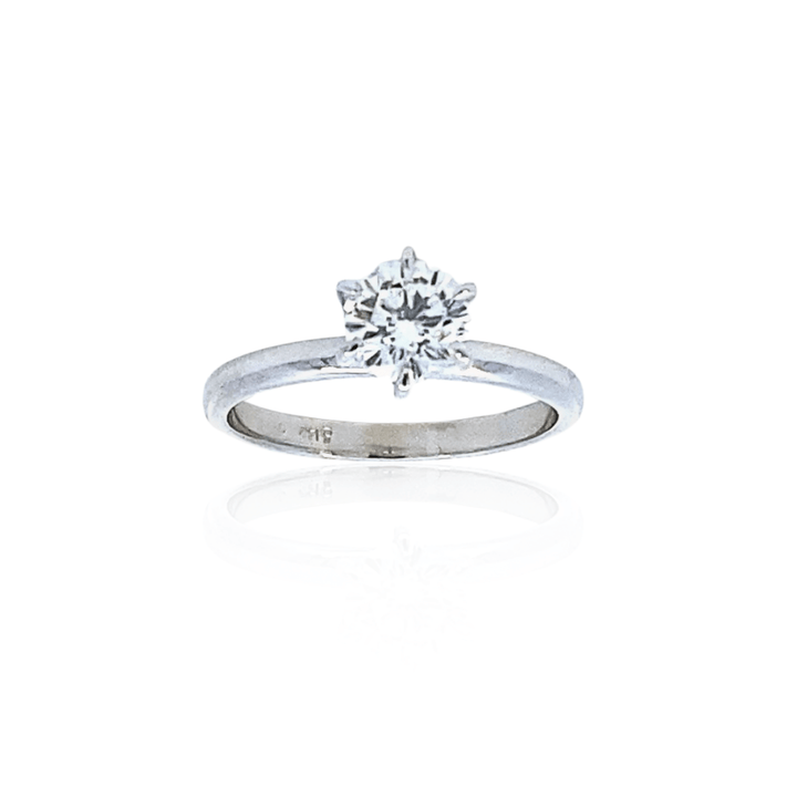 Estate 14K White Gold 0.71CTW Round Diamond Solitaire Engagement Ring