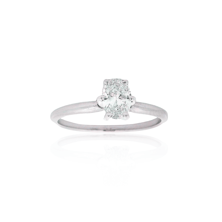 Estate 14K White Gold 0.51CTW Oval Diamond Solitaire Engagement Ring