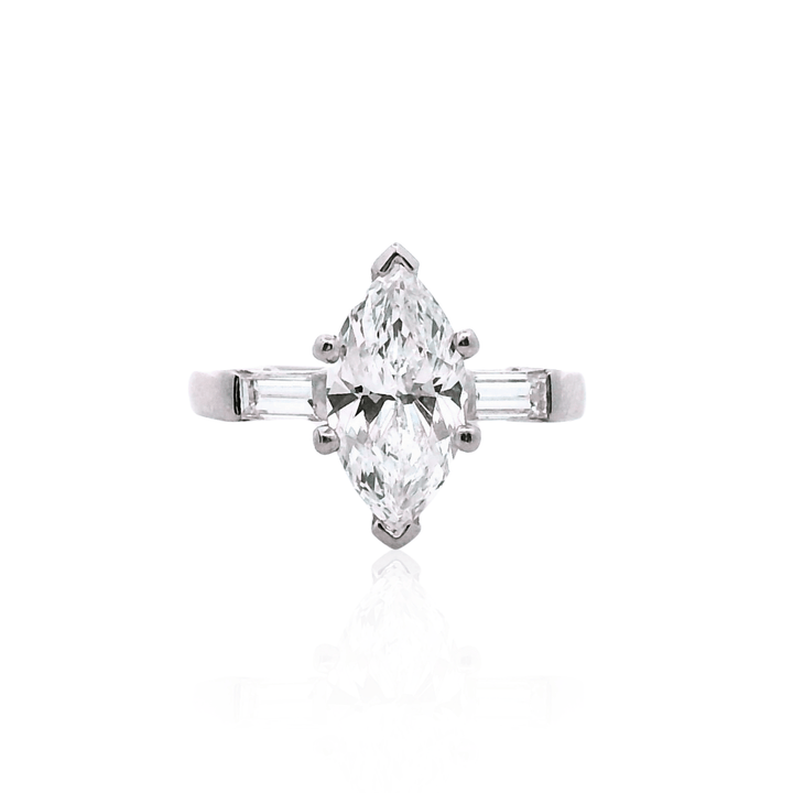 Estate Platinum 2.25 CTW Diamond Three-Stone Ring, Size 5.75