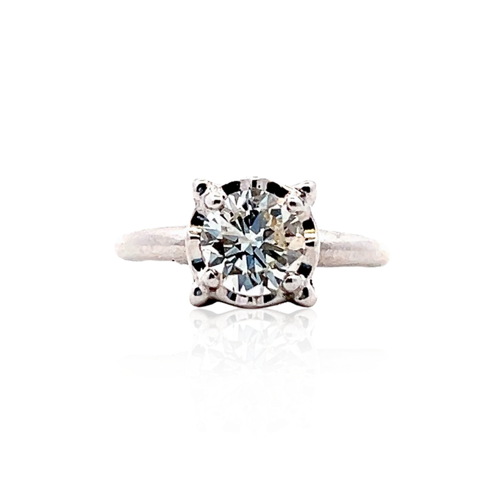 Estate 14K White Gold 0.96CTW Transitional Cut Diamond Vintage Engagement Ring