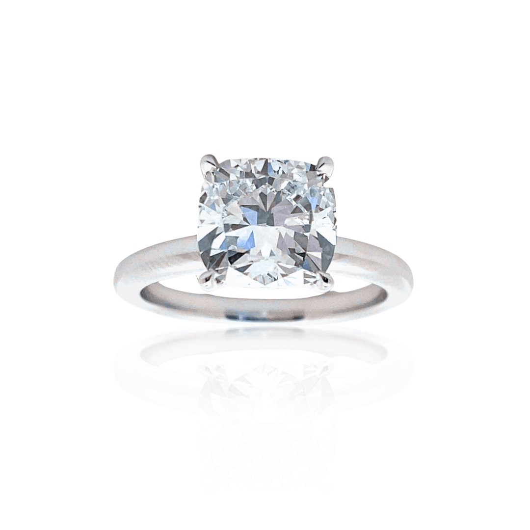 14K White Gold 3.01CTW Round Lab Diamond Solitaire Engagement Ring
