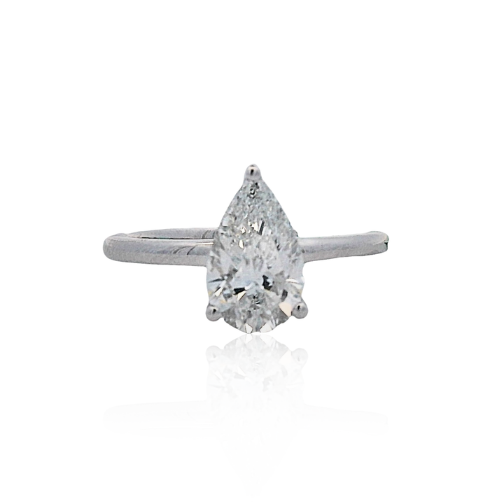 14K White Gold 1.59CTW Pear-Shaped Lab Diamond Solitaire Engagement Ring