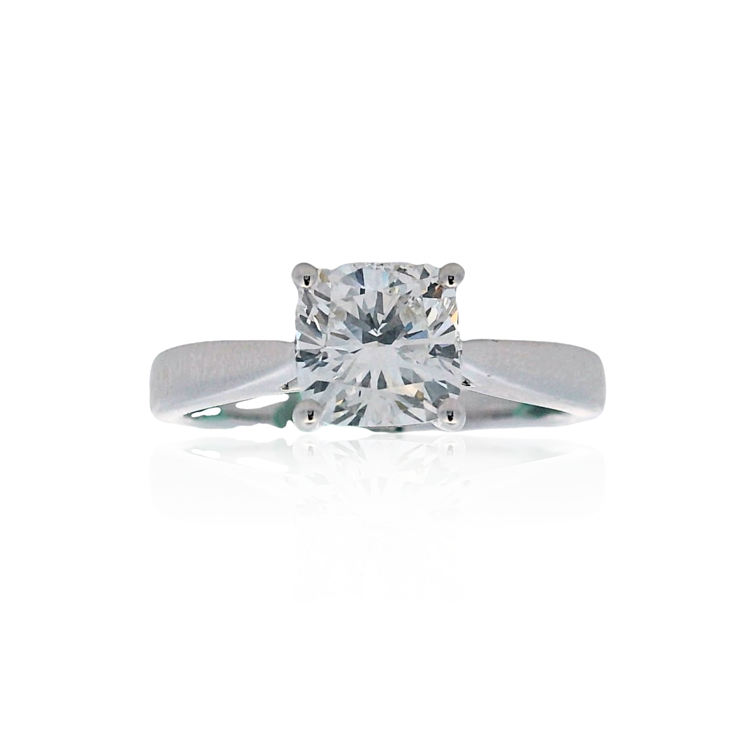 14K White Gold 1.46CTW Cushion-Shaped Lab Diamond Solitaire Engagement Ring