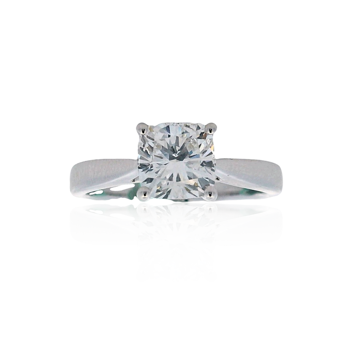 14K White Gold 1.46CTW Cushion-Shaped Lab Diamond Solitaire Engagement Ring