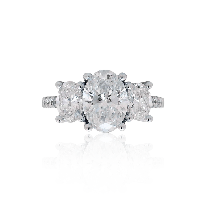 14K White Gold 3.25CTW Lab Grown Diamond Three-Stone Engagement Ring
