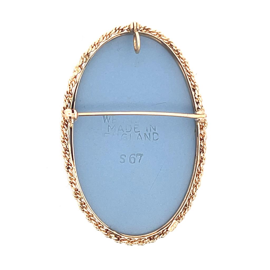 Estate 14K Yellow Gold Oval Wedgewood Cameo Brooch or Pendant