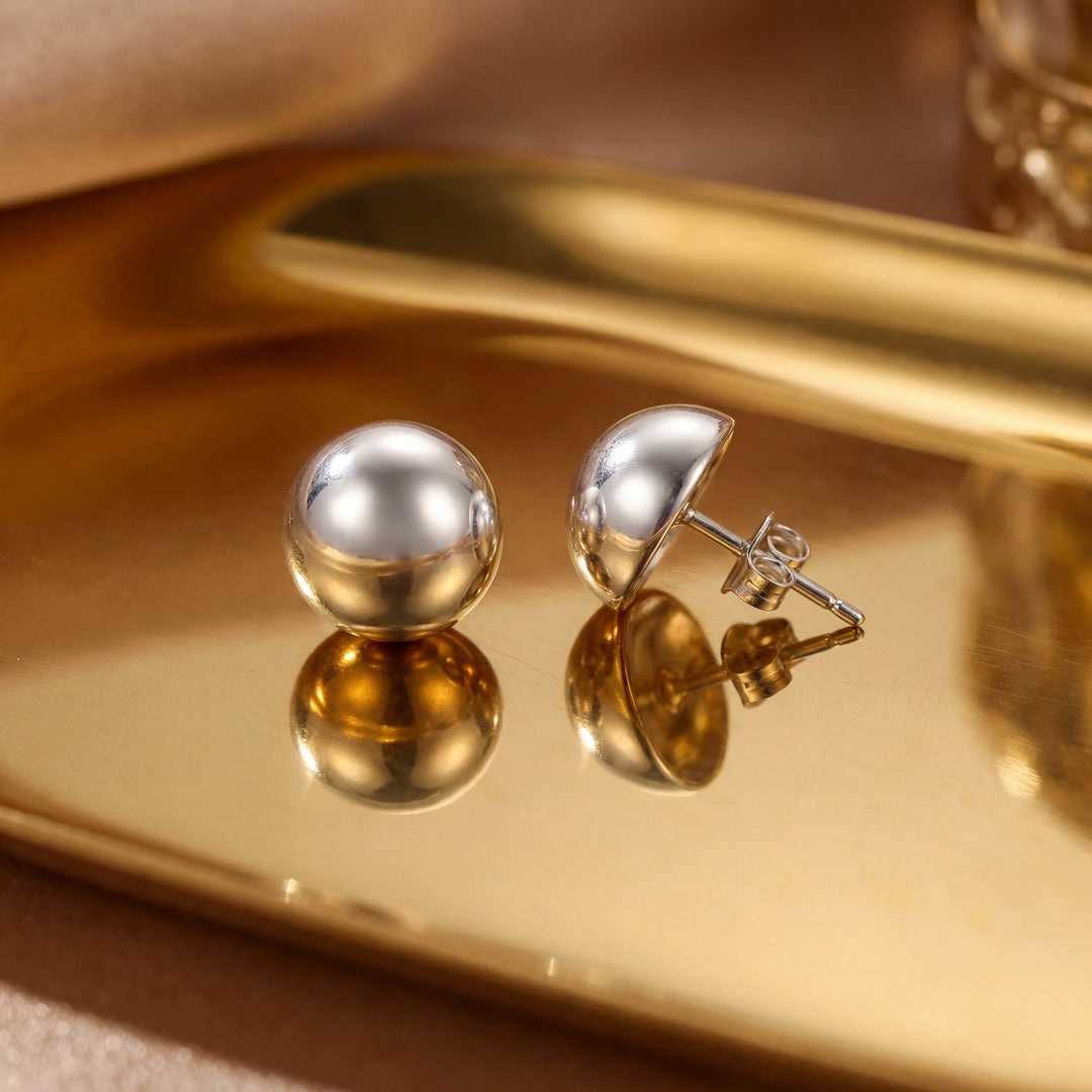 Estate Sterling Silver Dome Stud Earrings
