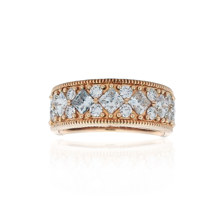 14K Yellow Gold 2.00CTW Princess-Cut Lab Diamond Multi Row Band