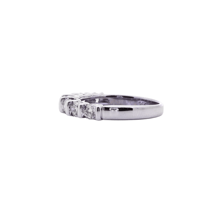 Estate 14K White Gold 0.93CTW Diamond Seven Stone Wedding Band