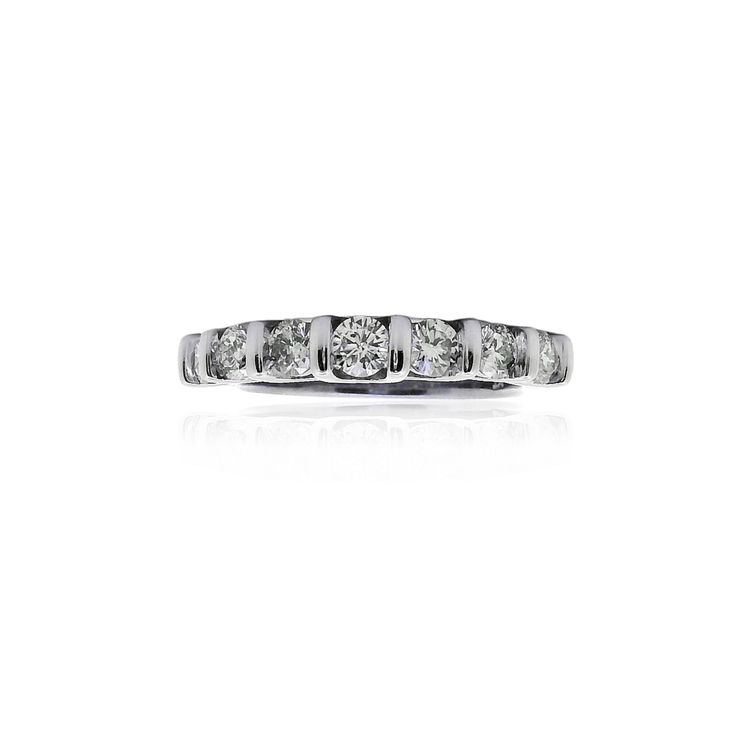 Estate 14K White Gold 0.93CTW Diamond Seven Stone Wedding Band