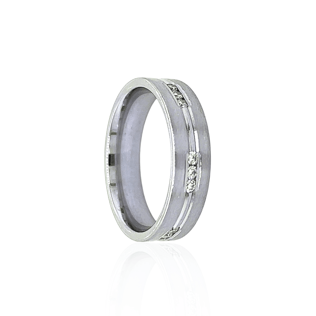 Estate Palladium 0.36CTW Diamond Men's Channel Wedding Band
