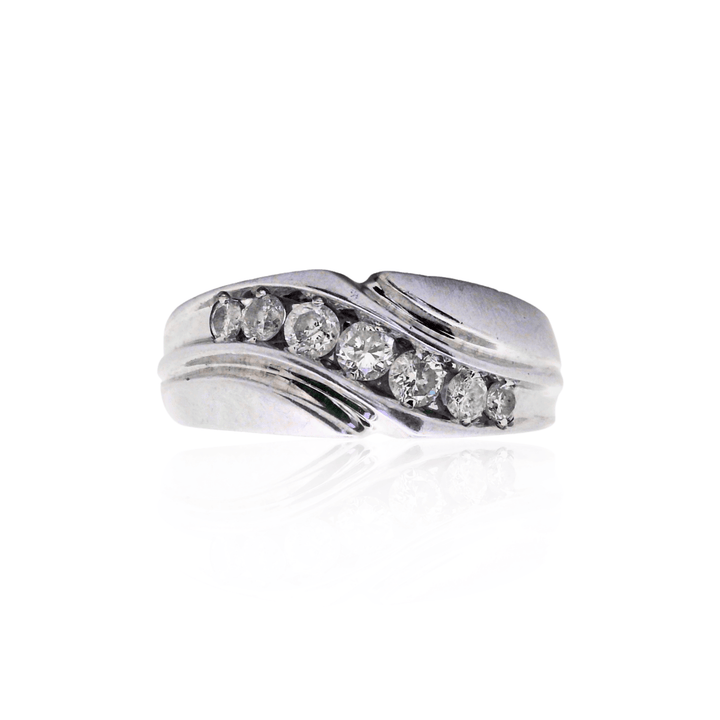Estate 14K White Gold 0.51CTW Diamond Men's Channel Wedding Band